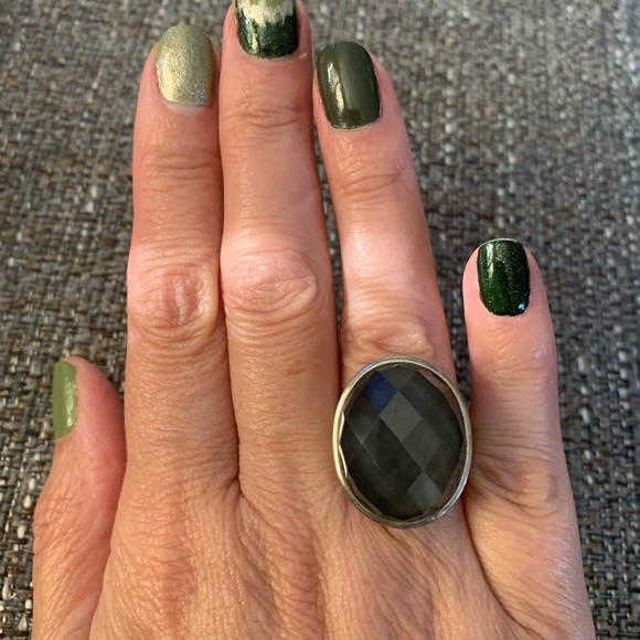 ✨Host Pick✨ Sterling Silver clear quartz grey doublet ring sz 7 - Picture 4 of 4